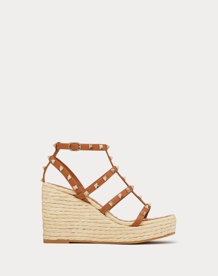 ROCKSTUD WEDGE SANDAL WITH CALFSKIN STRAPS 95MM - Image 5